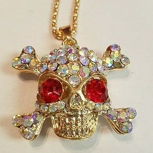 Gorgeous iridescent skull necklace